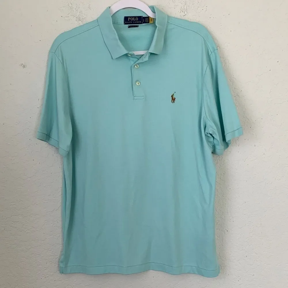 Polo by Ralph Lauren Classic Fit Men's Cotton Aqua Polo Shirt Size L